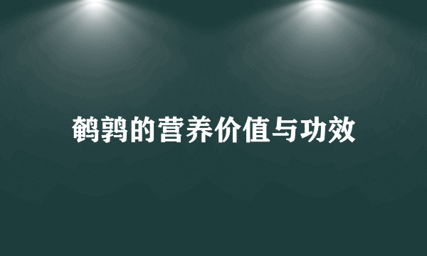 鹌鹑的营养价值与功效