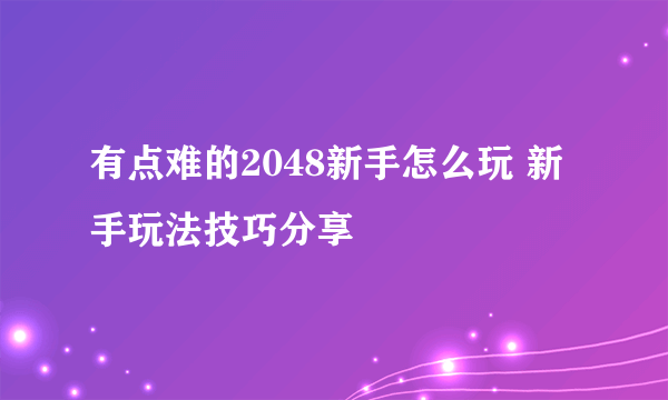 有点难的2048新手怎么玩 新手玩法技巧分享