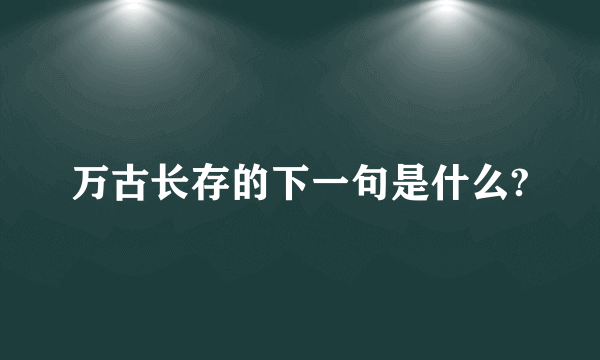 万古长存的下一句是什么?