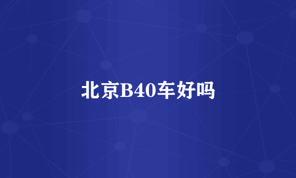 北京B40车好吗