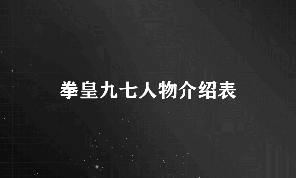 拳皇九七人物介绍表