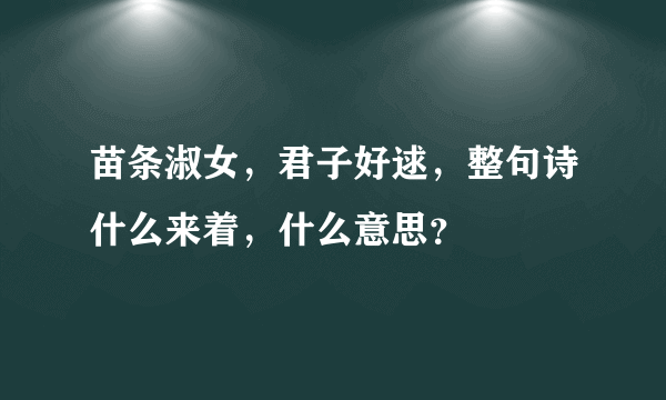 苗条淑女，君子好逑，整句诗什么来着，什么意思？