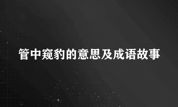 管中窥豹的意思及成语故事