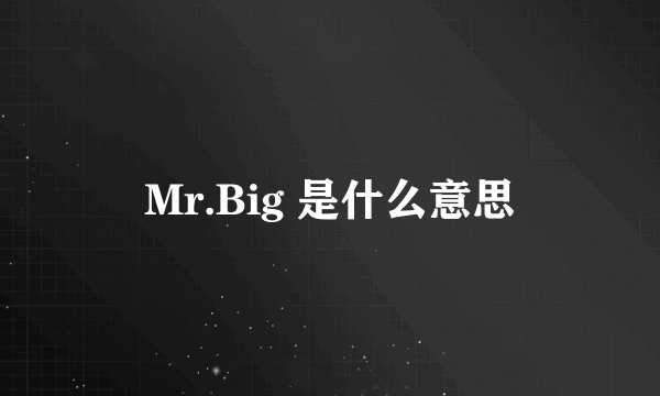 Mr.Big 是什么意思