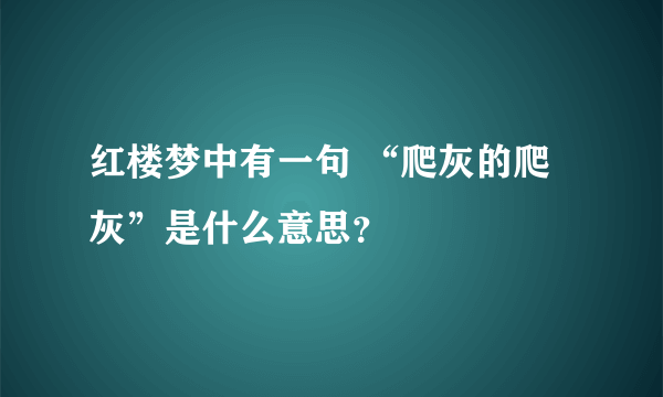 红楼梦中有一句 “爬灰的爬灰”是什么意思？