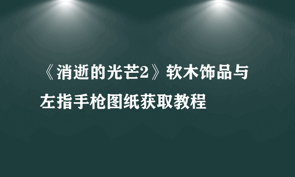 《消逝的光芒2》软木饰品与左指手枪图纸获取教程