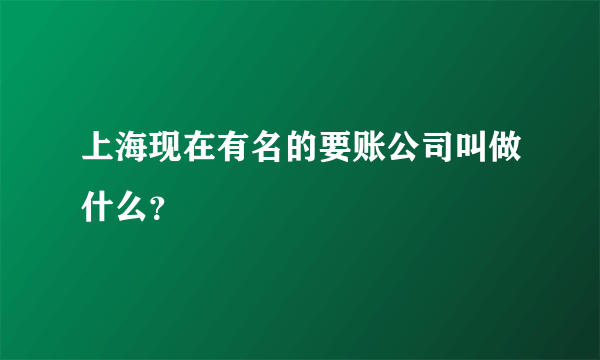 上海现在有名的要账公司叫做什么？