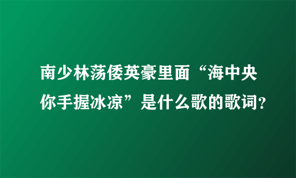 南少林荡倭英豪里面“海中央你手握冰凉”是什么歌的歌词？