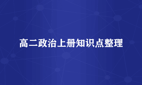 高二政治上册知识点整理