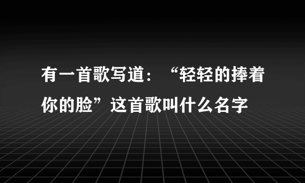 有一首歌写道：“轻轻的捧着你的脸”这首歌叫什么名字