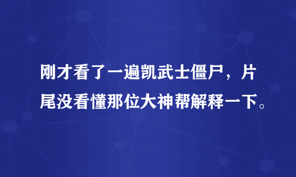 刚才看了一遍凯武士僵尸，片尾没看懂那位大神帮解释一下。