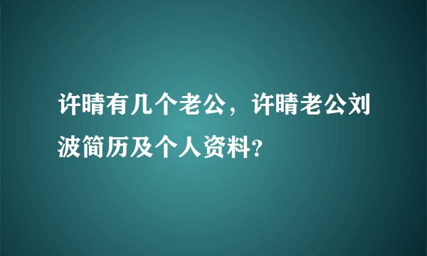 许晴有几个老公，许晴老公刘波简历及个人资料？