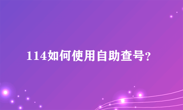 114如何使用自助查号？