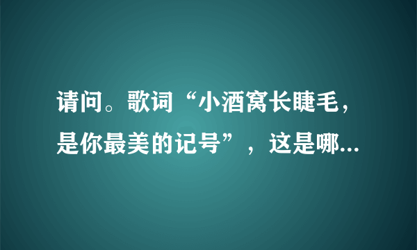 请问。歌词“小酒窝长睫毛，是你最美的记号”，这是哪首歌曲的歌词？？