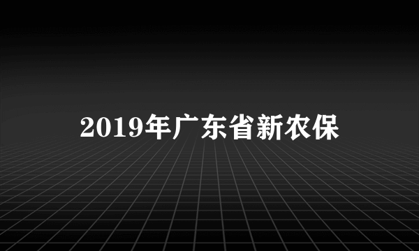 2019年广东省新农保