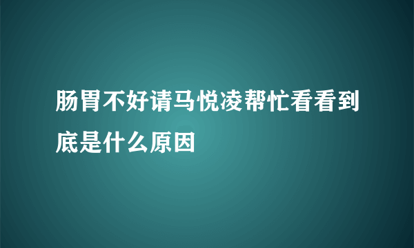 肠胃不好请马悦凌帮忙看看到底是什么原因