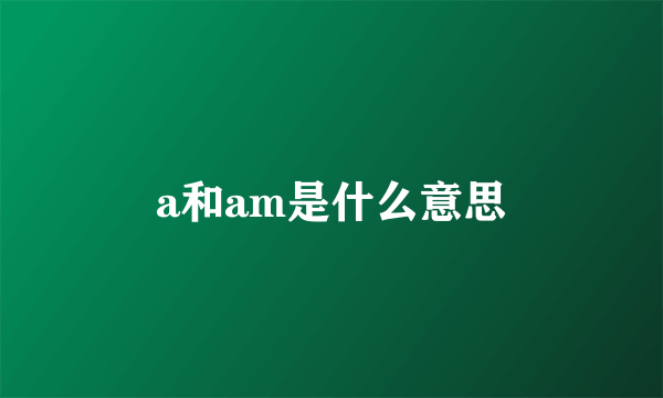 a和am是什么意思