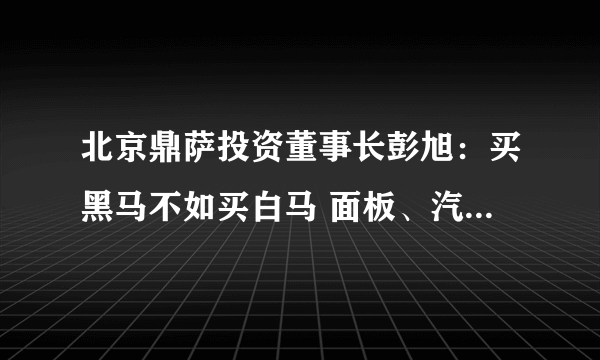 北京鼎萨投资董事长彭旭：买黑马不如买白马 面板、汽车等行业投资逻辑发生巨变