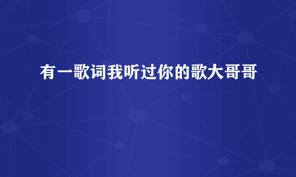 有一歌词我听过你的歌大哥哥