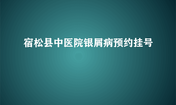 宿松县中医院银屑病预约挂号