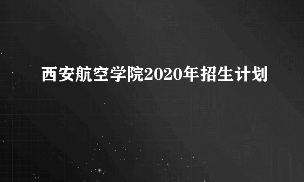 西安航空学院2020年招生计划