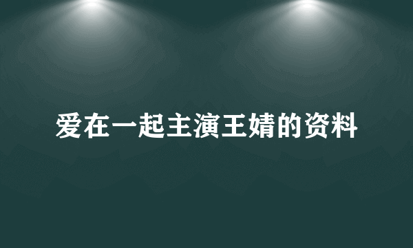 爱在一起主演王婧的资料