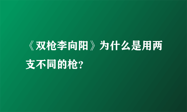 《双枪李向阳》为什么是用两支不同的枪？