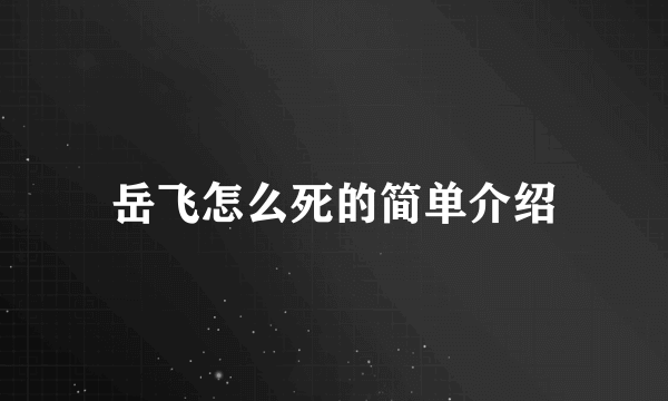 岳飞怎么死的简单介绍