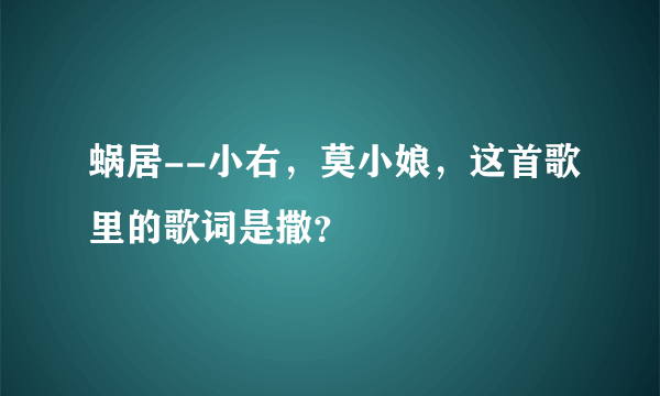 蜗居--小右，莫小娘，这首歌里的歌词是撒？