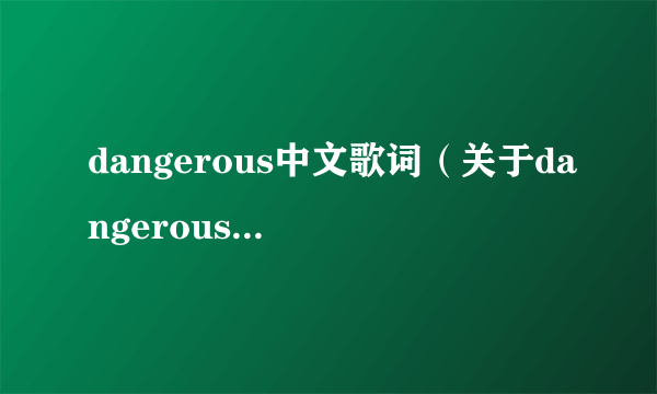 dangerous中文歌词（关于dangerous中文歌词的简介）