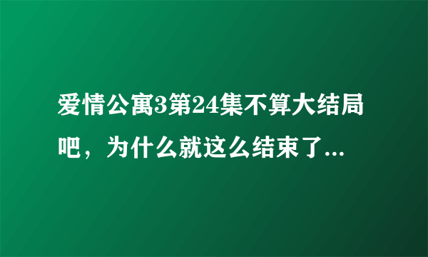 爱情公寓3第24集不算大结局吧，为什么就这么结束了？最后一集看得不明不白。