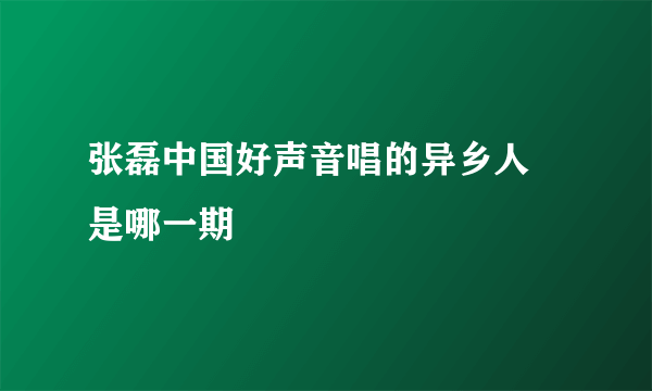 张磊中国好声音唱的异乡人 是哪一期