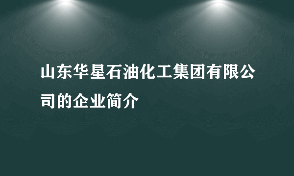 山东华星石油化工集团有限公司的企业简介