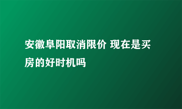 安徽阜阳取消限价 现在是买房的好时机吗