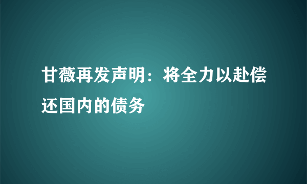 甘薇再发声明：将全力以赴偿还国内的债务