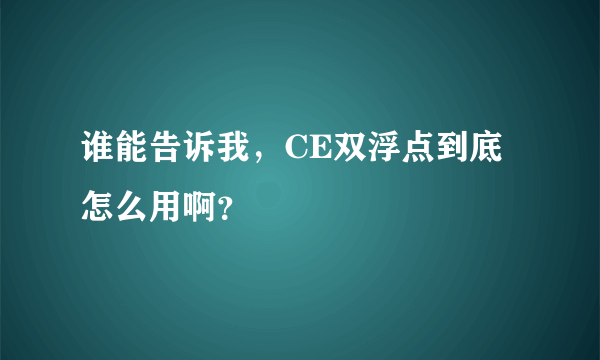 谁能告诉我，CE双浮点到底怎么用啊？