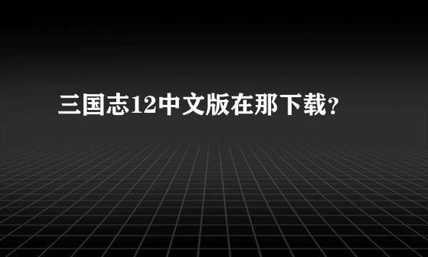 三国志12中文版在那下载？