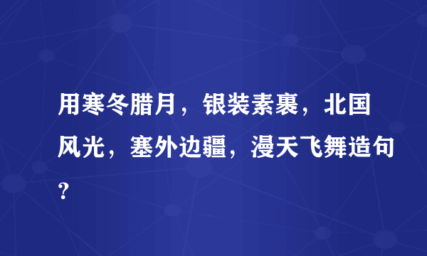 用寒冬腊月，银装素裹，北国风光，塞外边疆，漫天飞舞造句？