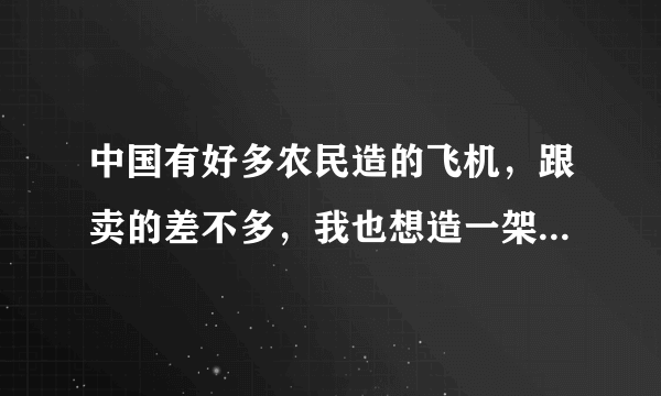 中国有好多农民造的飞机，跟卖的差不多，我也想造一架，我买不起宝马，直接开飞机