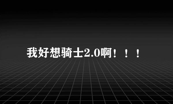 我好想骑士2.0啊！！！