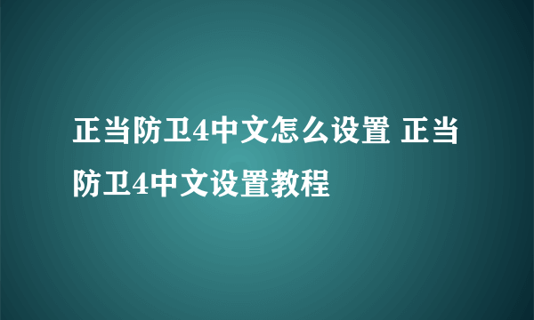 正当防卫4中文怎么设置 正当防卫4中文设置教程