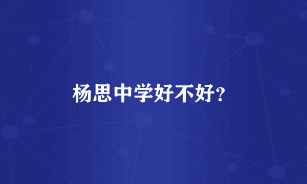 杨思中学好不好？