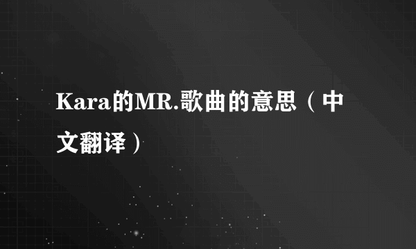 Kara的MR.歌曲的意思（中文翻译）