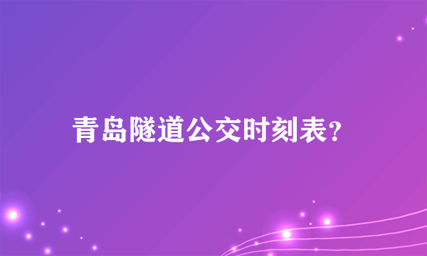 青岛隧道公交时刻表？