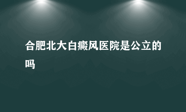 合肥北大白癜风医院是公立的吗