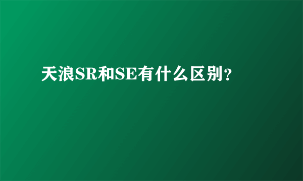 天浪SR和SE有什么区别？