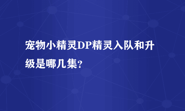 宠物小精灵DP精灵入队和升级是哪几集？