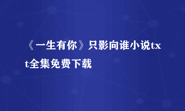 《一生有你》只影向谁小说txt全集免费下载