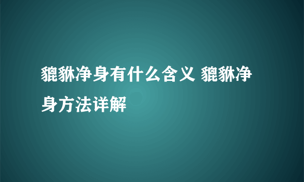 貔貅净身有什么含义 貔貅净身方法详解