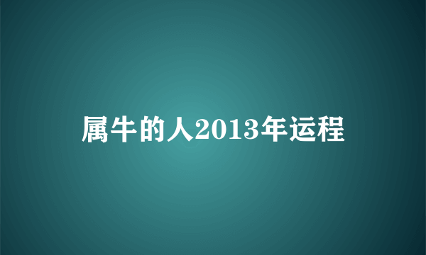 属牛的人2013年运程